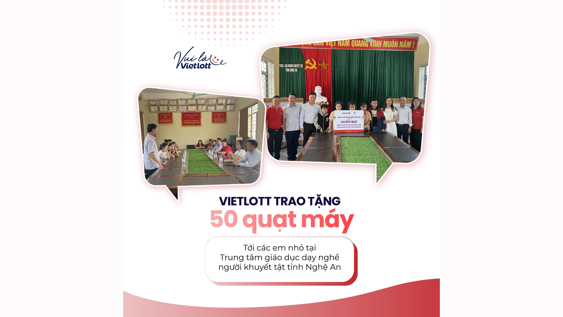 VIETLOTT DONATES 50 FANS TO THE CENTER FOR VOCATIONAL TRAINING FOR PEOPLE WITH DISABILITIES IN NGHE AN PROVINCE!