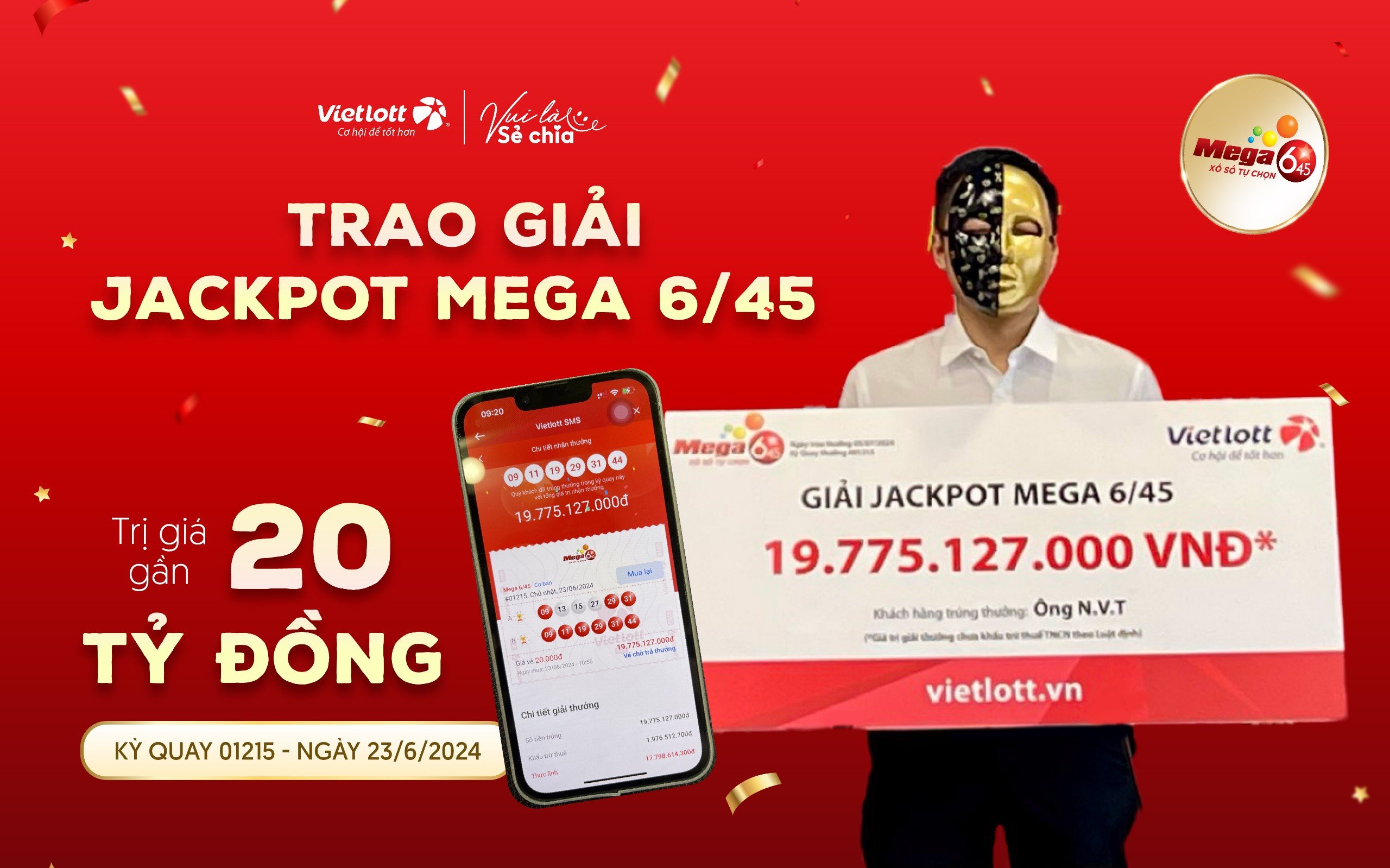 OFFICE WORKER WINS MEGA 6/45 JACKPOT WORTH NEARLY 20 BILLION VND: PRIZE MONEY TO SUPPORT FAMILY
