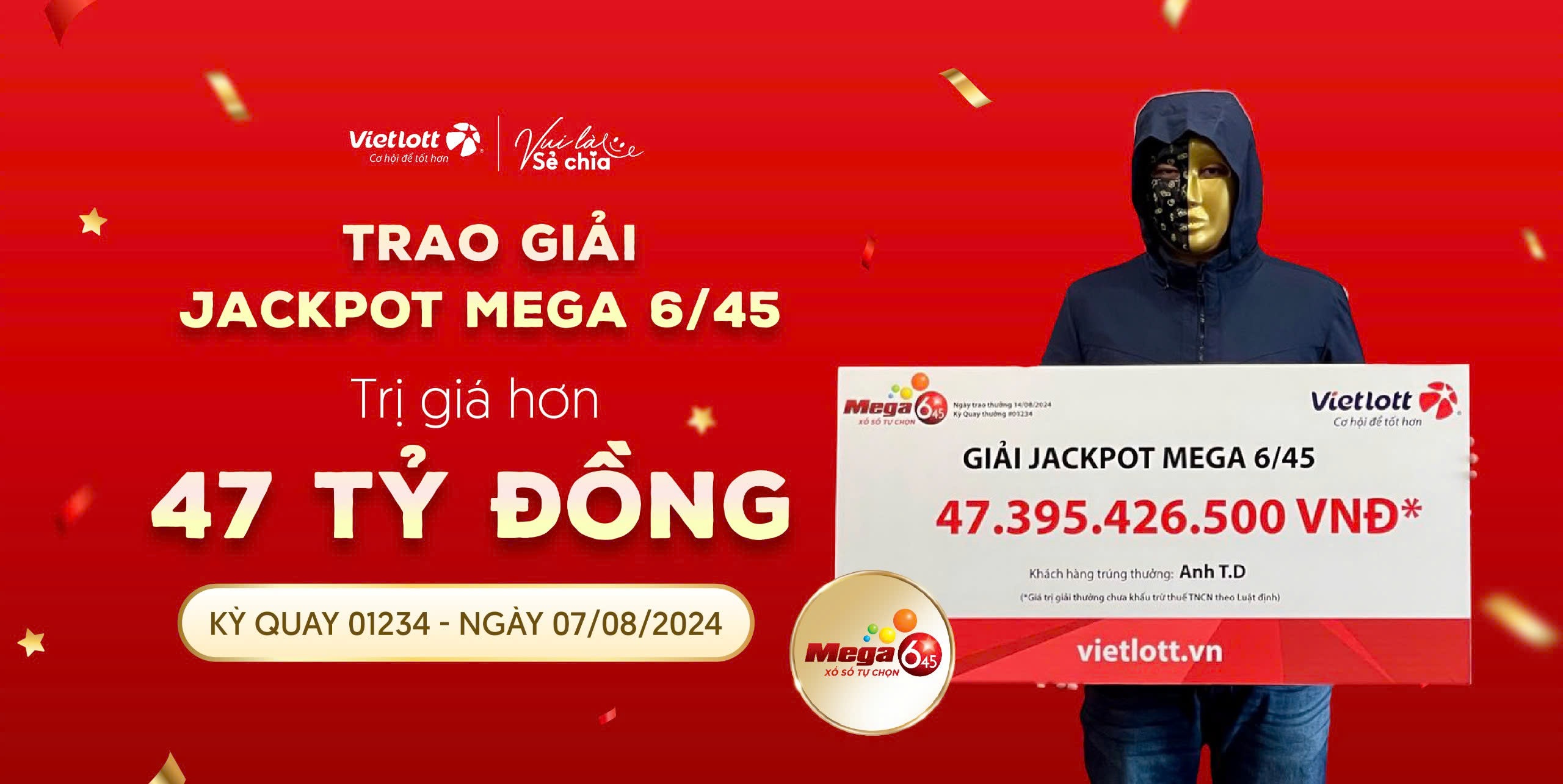 CHỦ DOANH NGHIỆP TRÚNG JACKPOT MEGA 6/45 ĐÓNG GÓP 500 TRIỆU ĐỒNG LÀM AN SINH XÃ HỘI