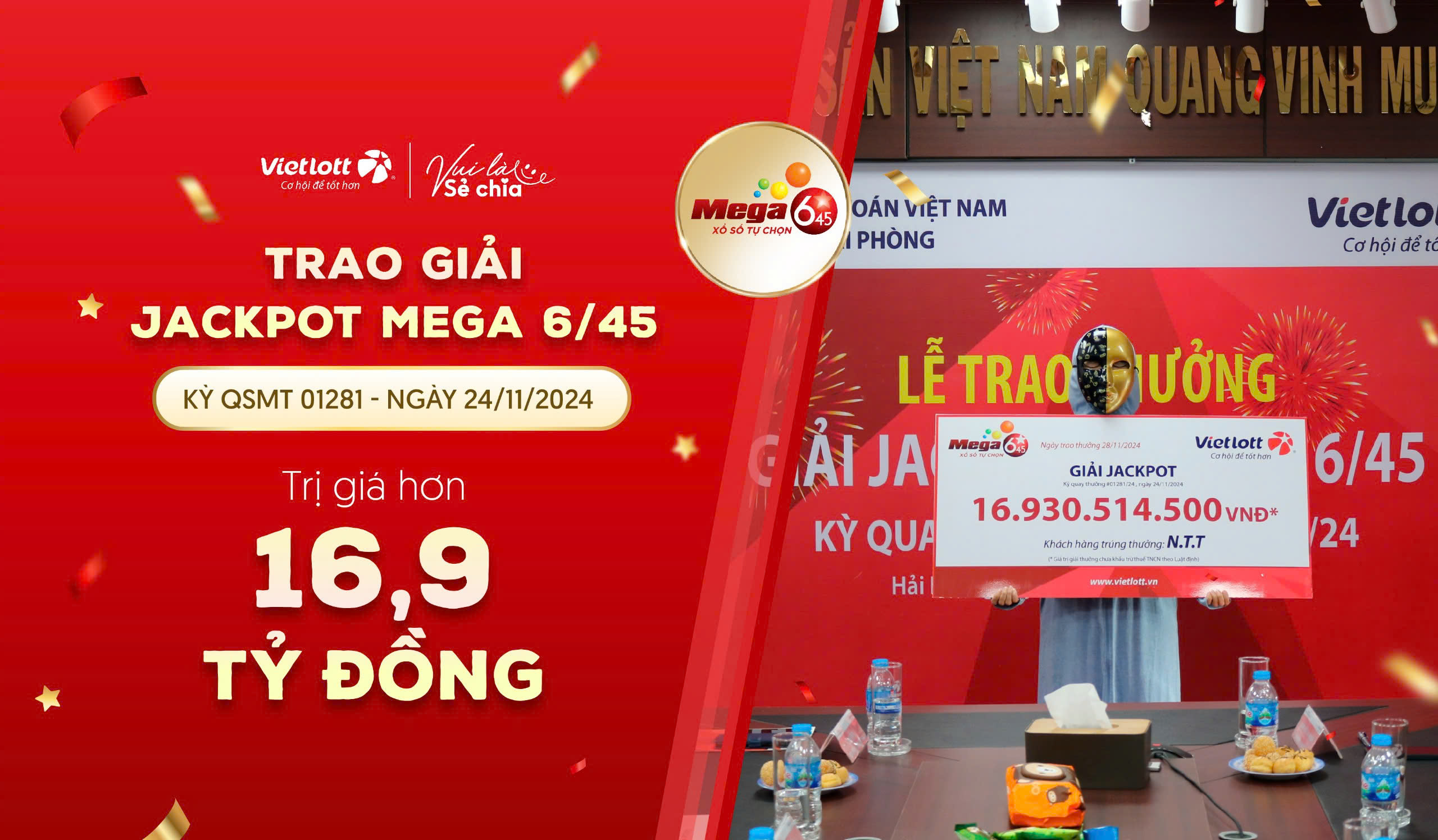 VIETLOTT CHÀO MỪNG CHỦ NHÂN JACKPOT MEGA 6/45 TẠI BẮC GIANG!